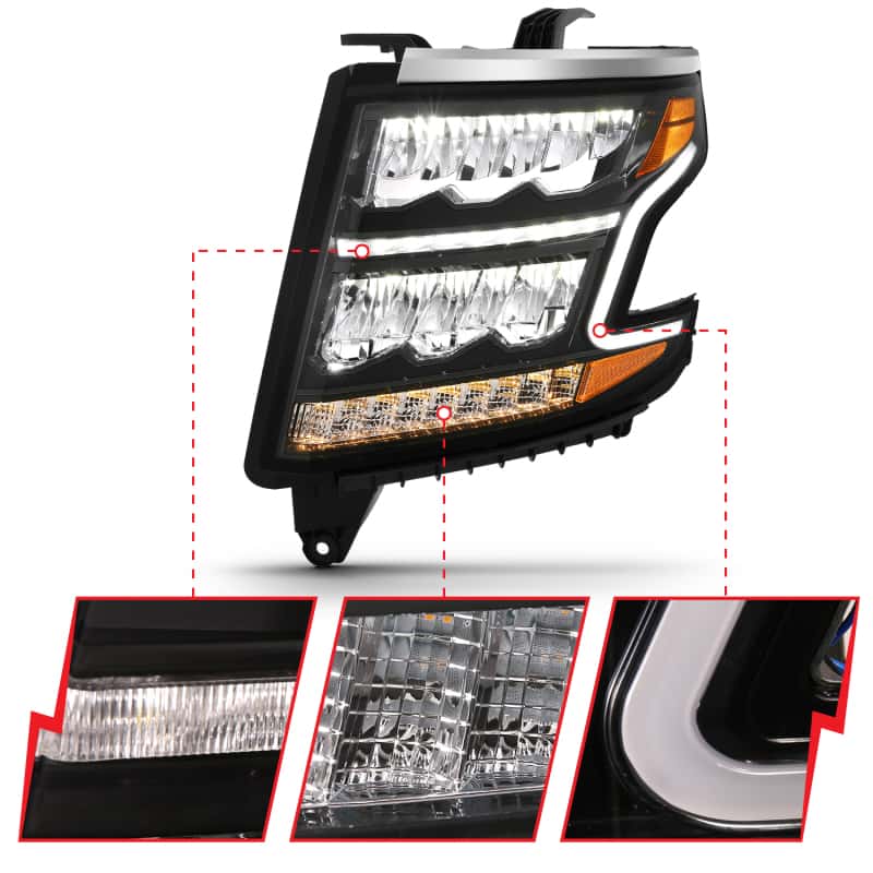 ANZO — ANZO 15-20 Chevy Tahoe/Suburban LED Light Bar Style Headlights Black w/Sequential w/DRL w/Amber
Head Light Set
HdLtSet - view 11