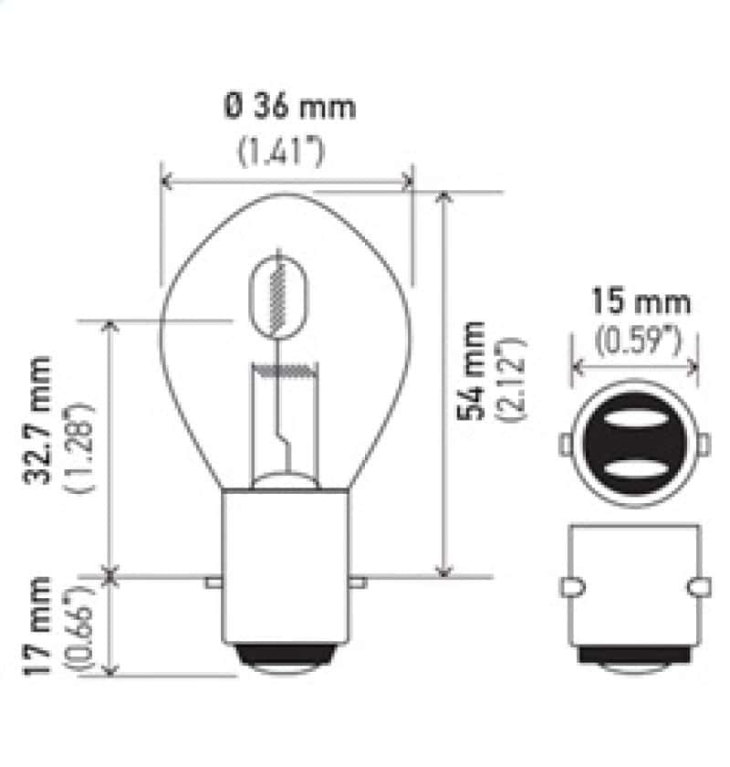 Hella — Hella Bulb 6245 12V 45/40W Ba20D B11 S2
6245 Incan Bulb - view 6