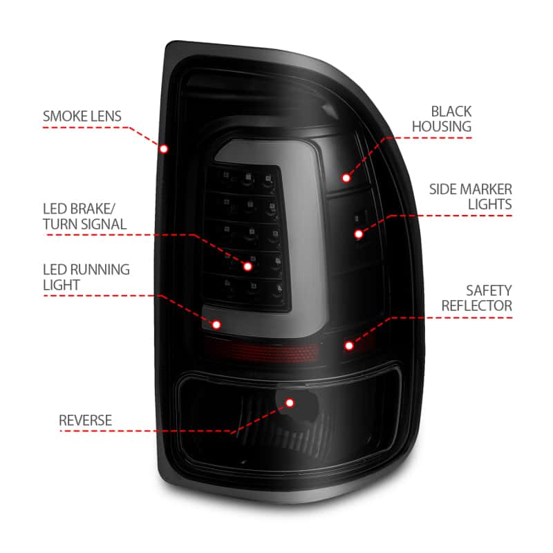 ANZO — ANZO 1997-2004 Dodge Dakota LED Taillights Black Housing Smoke Lens Pair - view 11