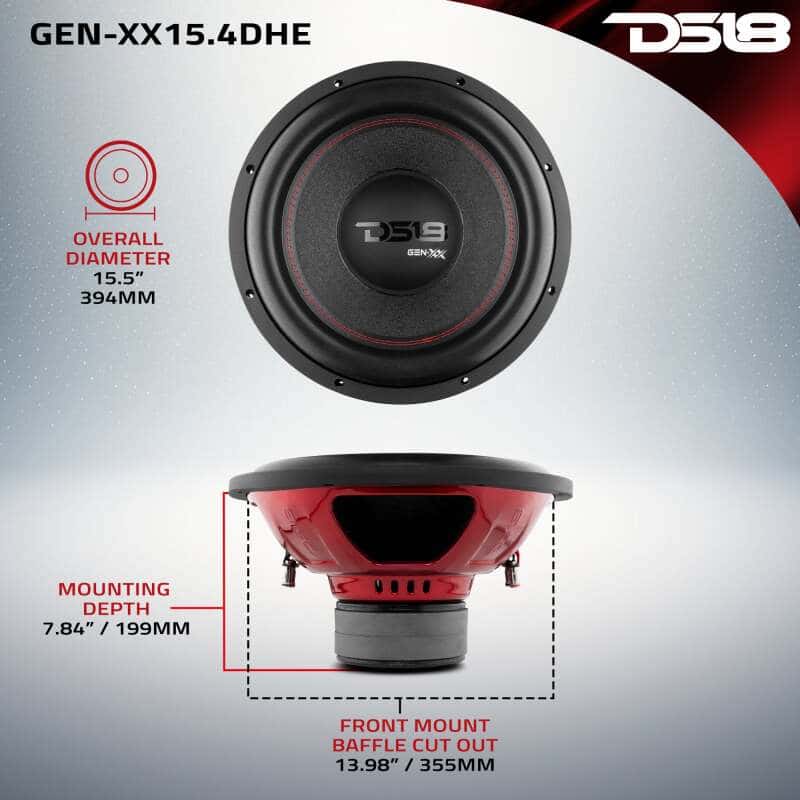 DS18 — DS18 15in 600 Watts RMS 4 ohm DVC Double Stacked Magnet High Excursion Subwoofers - view 2