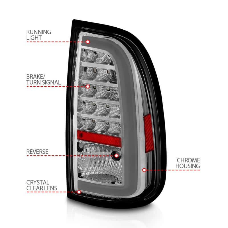 ANZO — ANZO 00-06 Toyota Tundra LED Taillights w/ Light Bar Chrome Housing Clear Lens - view 8