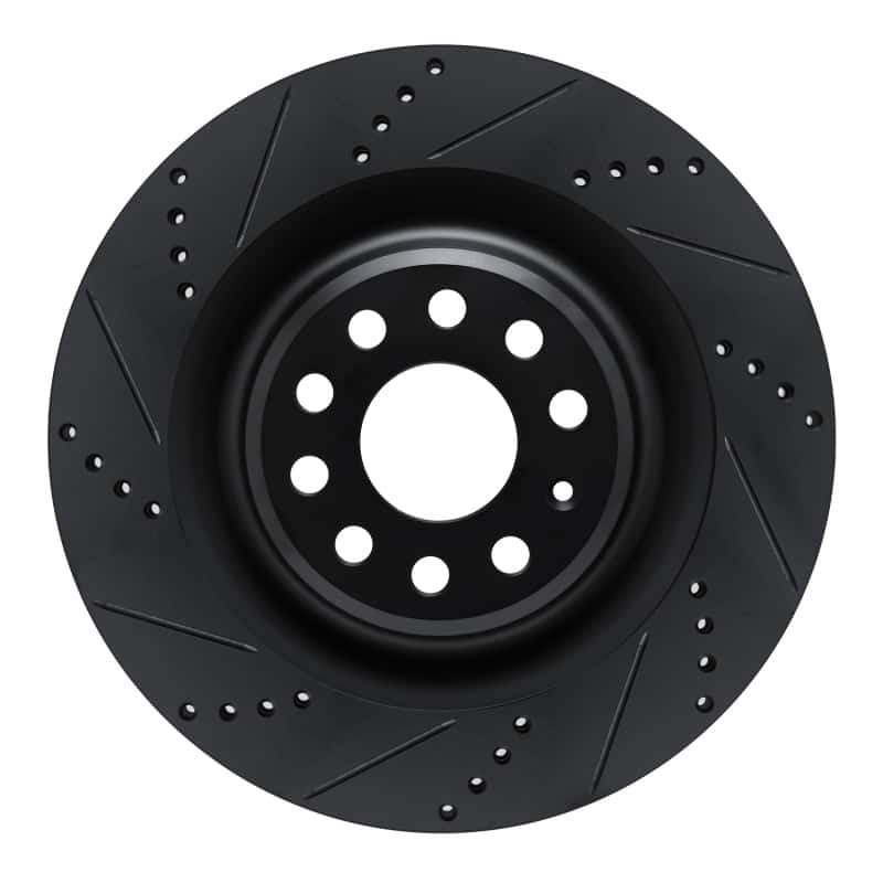 R1 Concepts — R1 12-21 Tesla Model X Rear Left Drilled & Slotted Black Brake Rotor
R1 Brake Rotor Drill - view 1