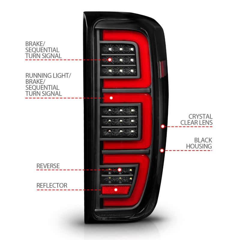 ANZO — ANZO 19-23 GMC Sierra 1500/2500HD/3500HD Black Replacement Full LED Bar Tail Light
Tail Light Set - view 10