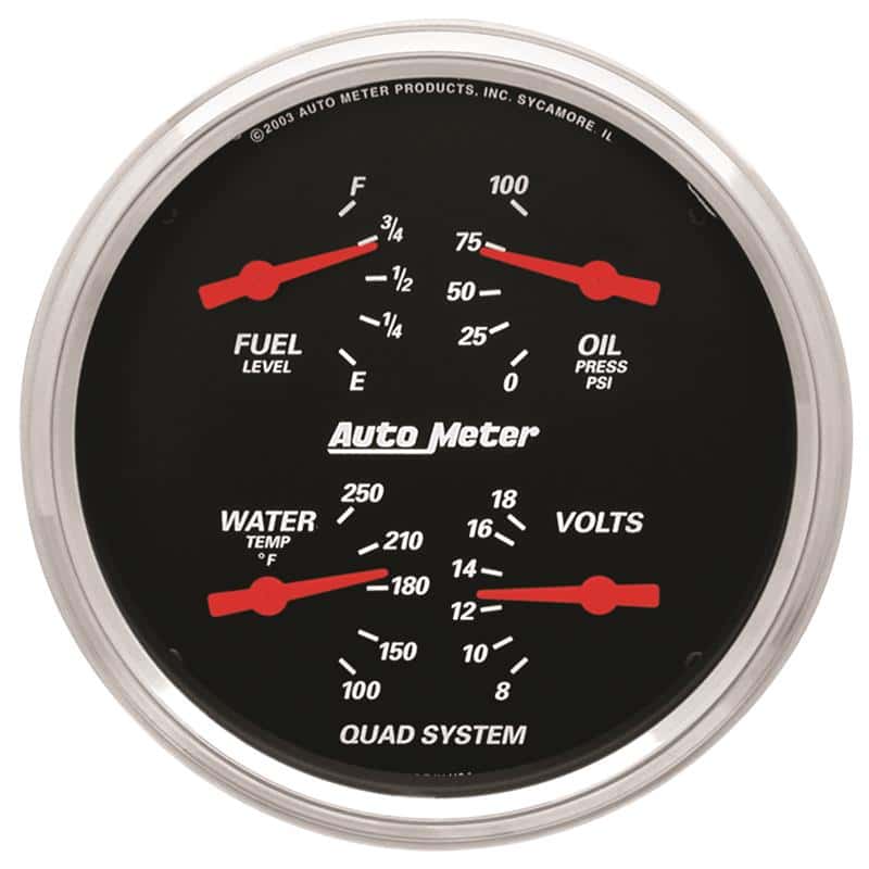 AutoMeter — AutoMeter Gauge Quad 5in. 0 Ohm(e) to 90 Ohm(f)Elec Designer Black
GA 5" QUAD 0-90 DB - view 1