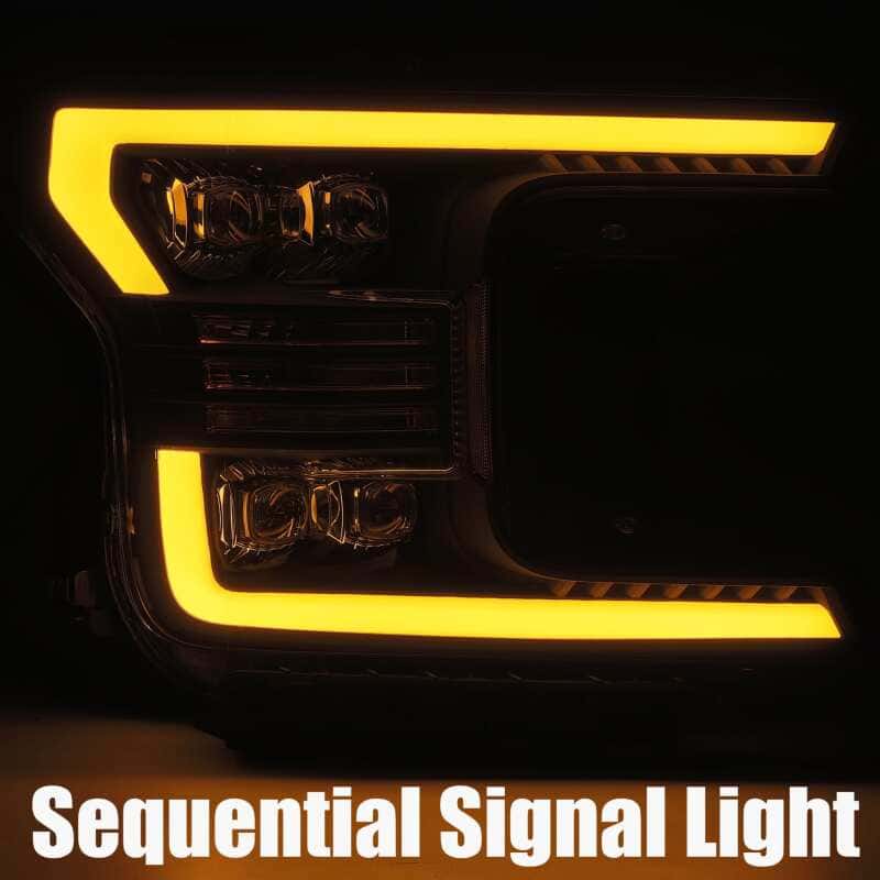 AlphaRex — AlphaRex 18-19 Ford F-150 NOVA LED Projector Headlights Plank Style Chrome w/ActivLight/Seq Signal
Projector Headlights - view 4