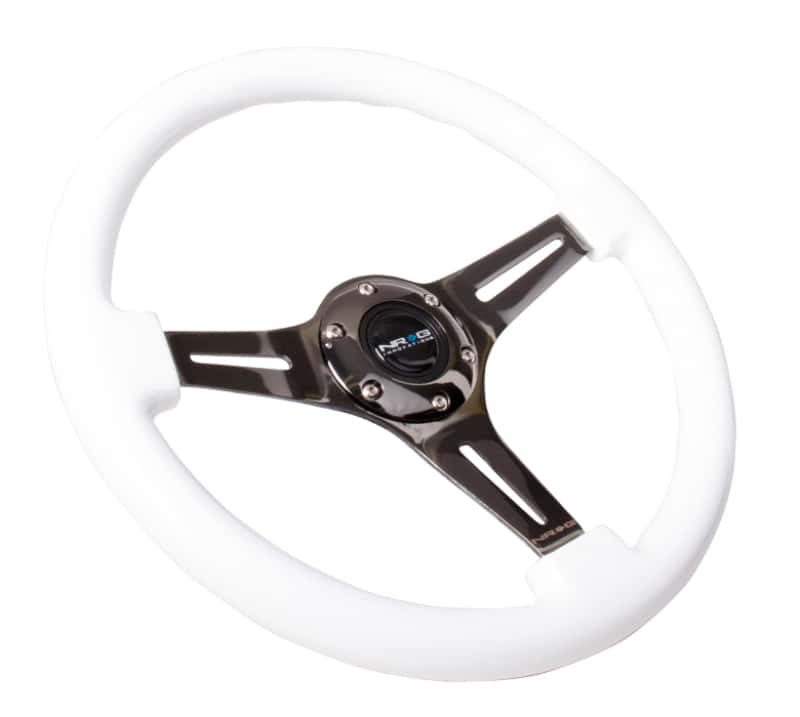 NRG — NRG Classic Wood Grain Steering Wheel (350mm) White Paint Grip w/Black 3-Spoke Center - view 2