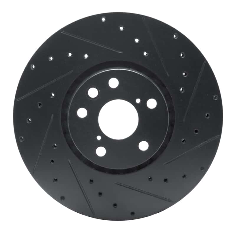 R1 Concepts — R1 06-20 Lexus IS350 Right Front Drilled & Slotted Black Brake Rotor - view 1