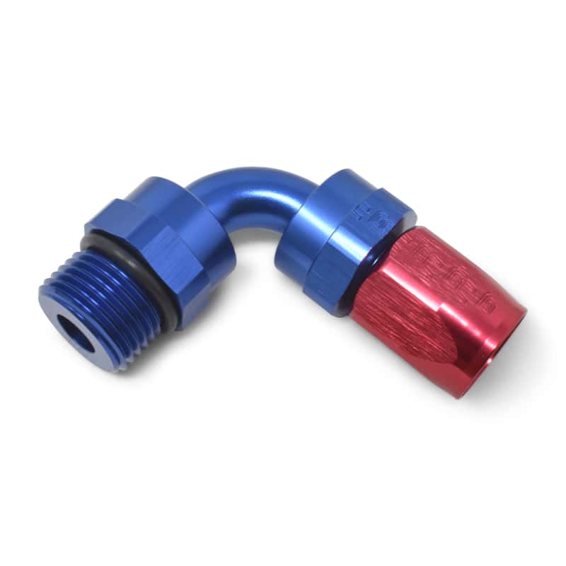 Russell — Russell Performance Hose End #8 Hose to #8 Radius Inlet Port 90 Deg Red/Blue
Hose Fitting - view 4