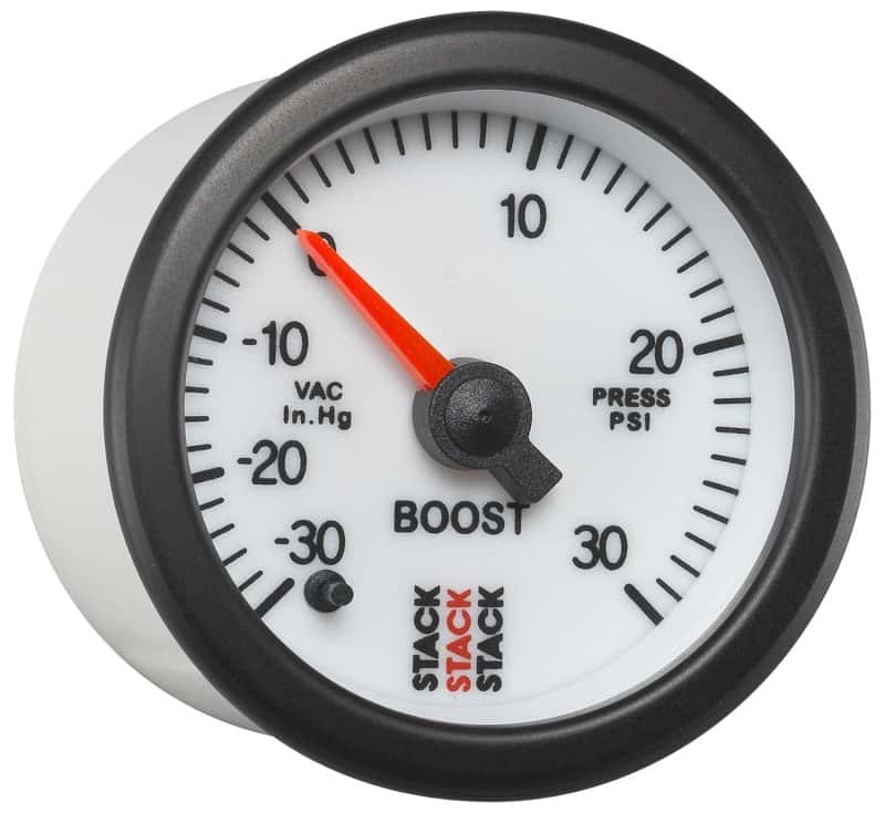 AutoMeter — Autometer Stack 52mm -30INHG to +30 PSI (Incl T-Fitting) Pro Stepper Motor Boost Press Gauge - White
Ga Bst Stpr W 30psi - view 5