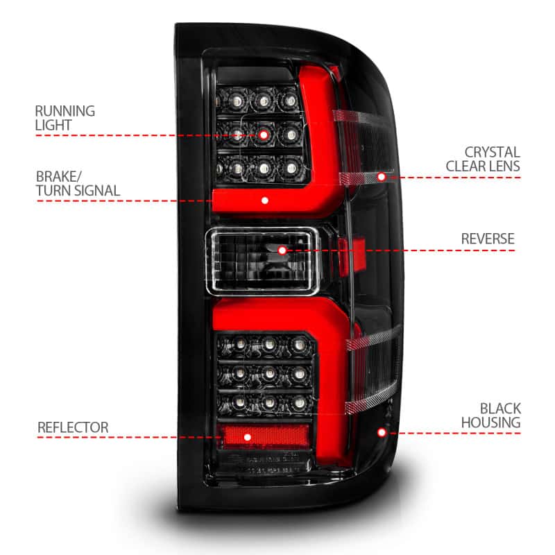 ANZO — ANZO 15-19 Chevrolet Silverado 2500 HD/3500 HD LED Taillight w/ Sequential Black Housing/Clear Lens
Tail Light Set - view 10