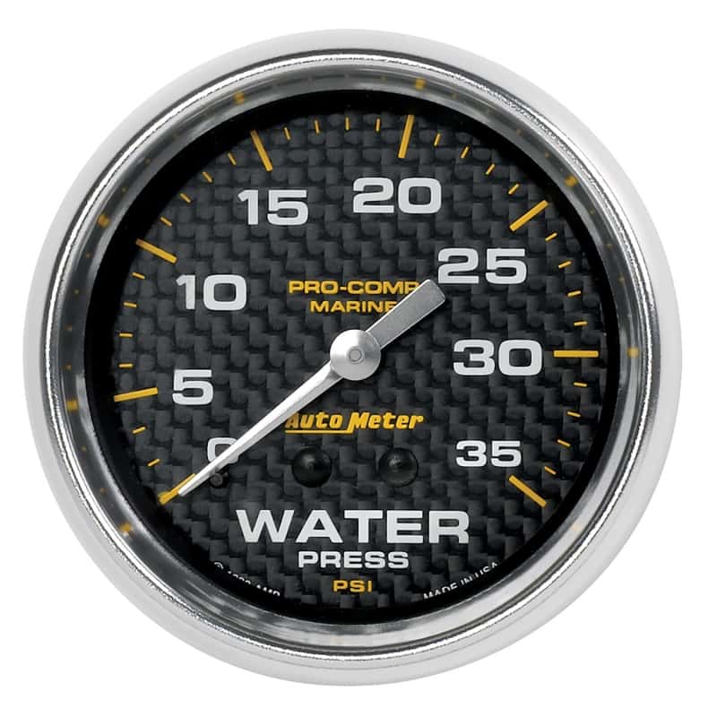 AutoMeter — Autometer Marine Carbon Fiber Mechanical 2-5/8in 0-35PSI Water Pressure Gage
GA 2.6" WP 35 M MCF - view 1