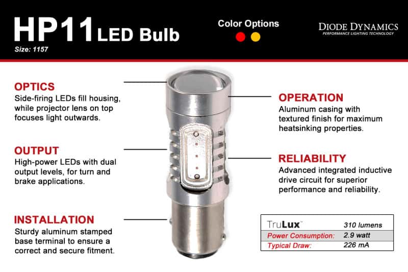 Diode Dynamics — Diode Dynamics 1157 LED Bulb HP11 LED - Amber (Single) - view 5