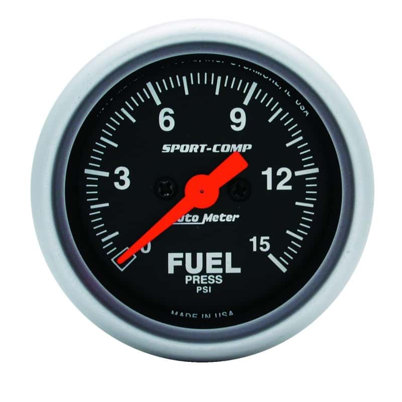 AutoMeter — Autometer Sport-Comp 52mm 15PSI Electronic Fuel Pressure Gauge
2" FUEL PRESS, 0-15 - view 1