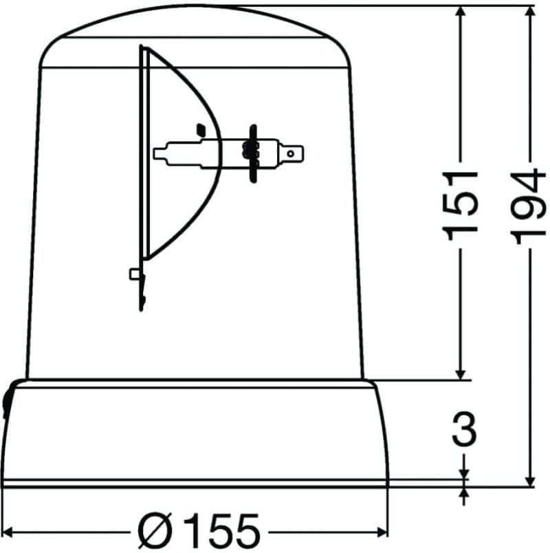 Hella — Hella KL 7000 Series 24V Amber Fixed Rotating Beacon - view 3