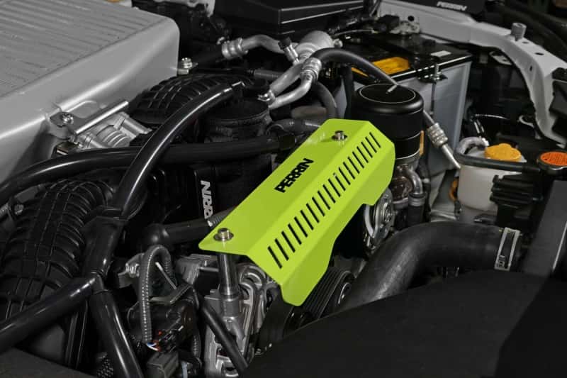 Perrin Performance — PERRIN 22-25 Subaru WRX Pulley Cover - Neon Yellow (SHORT - For Use w/PERRIN AOS) - view 6