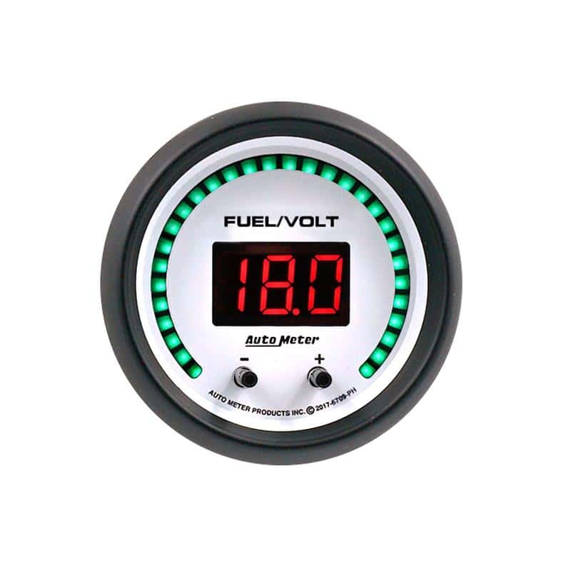 AutoMeter — Autometer 52.4mm White Switchable 0-100 Fuel Level/8-18V Voltmeter Phantom Elite Digital Gauge - view 1
