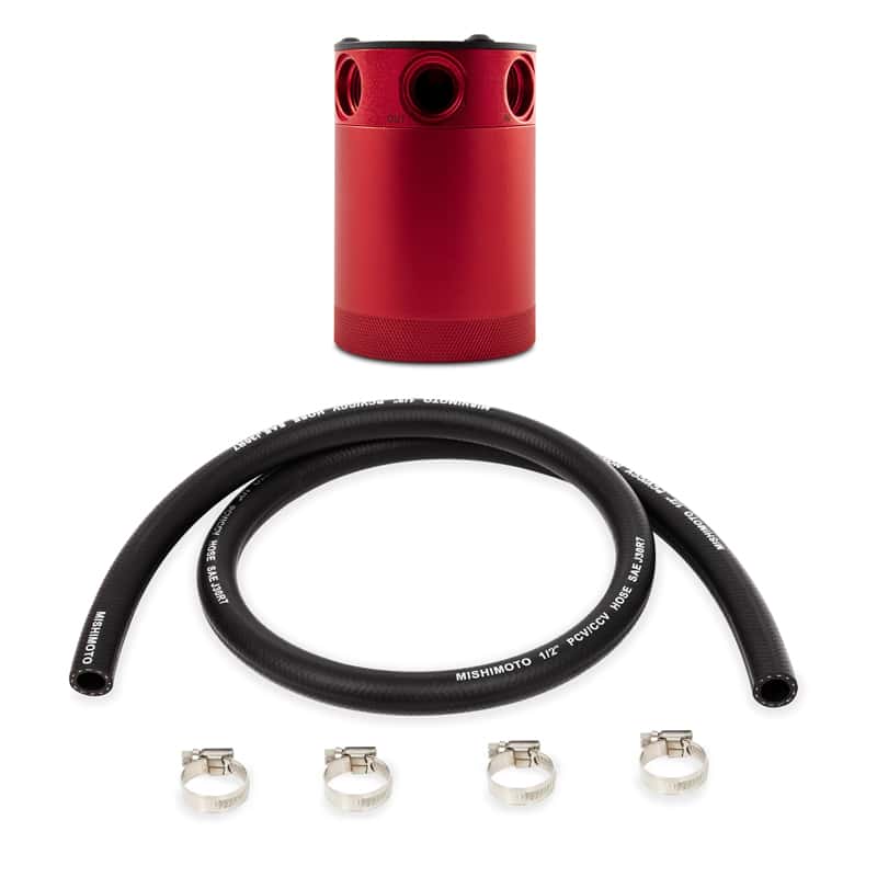 Mishimoto — Mishimoto Compact Baffled Oil Catch Can 3-Port - Red - view 2