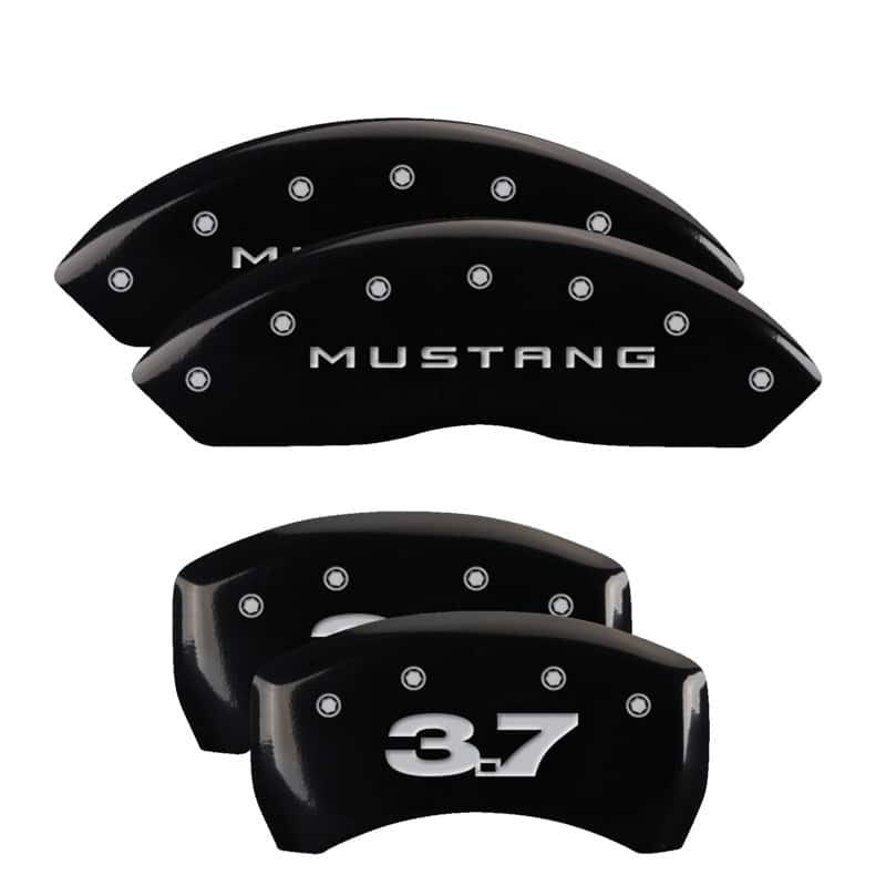 MGP — MGP 4 Caliper Covers Engraved Front Mustang Engraved Rear 37 Black finish silver ch
Caliper Covers - view 1