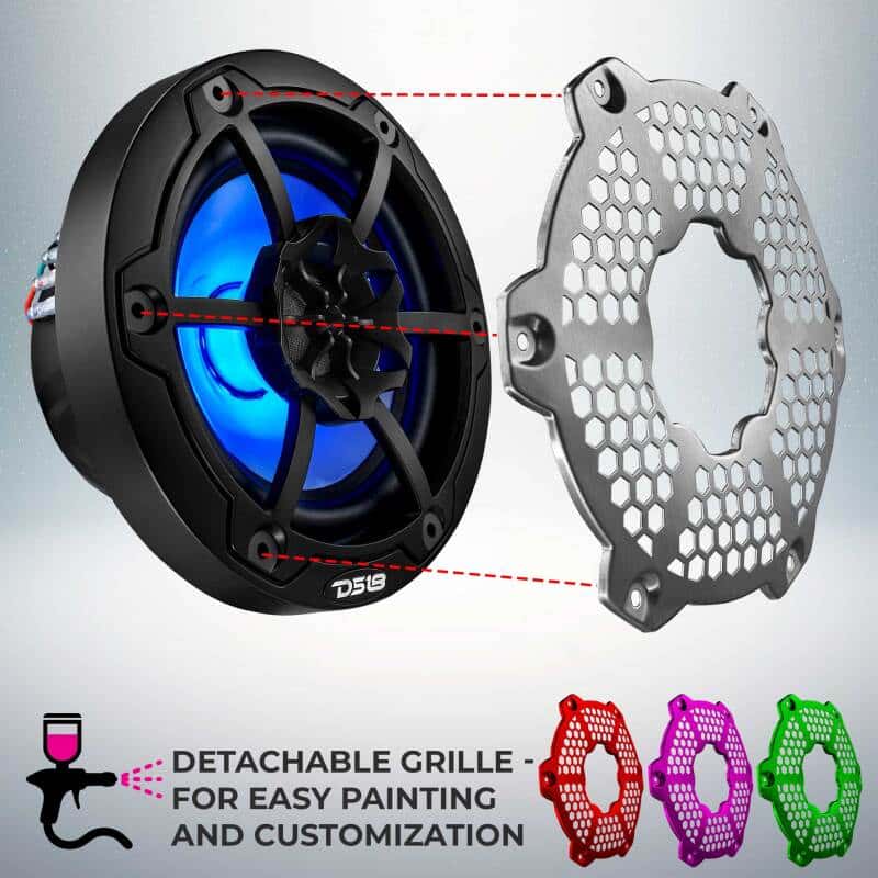 DS18 — DS18 NXL-M Series Spkr w/ RGB LED Lights 6.5in 2-Way 100 Watts RMS 4 ohm Blk Grill Detached w/ Cover - view 10