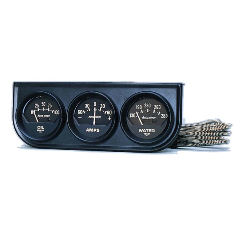 AutoMeter — AutoMeter Gauge Console Oilp/Wtmp/Amp 2in. 100PSI/280 Deg. F/60A Blk Dial Blk Bzl Ag
3 GA PNL OP/A/WT M B - view 1