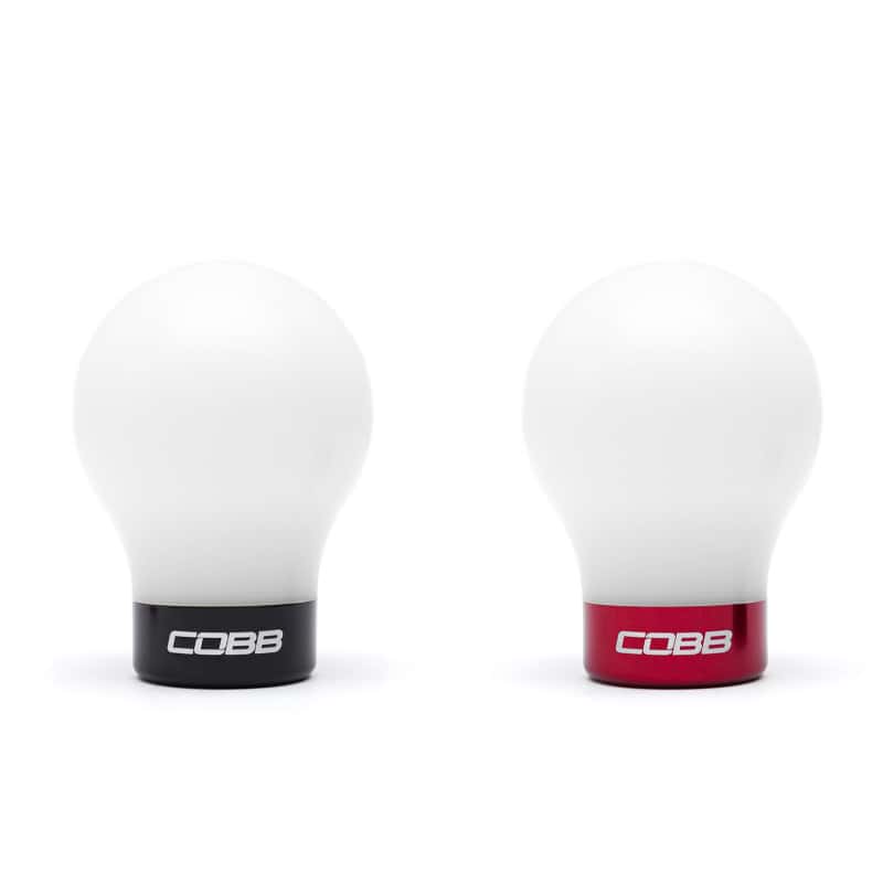 COBB — Cobb Subaru 6-Speed Weighted COBB Shift Knob - White (Incl. Both Red + Blk Collars) - view 1