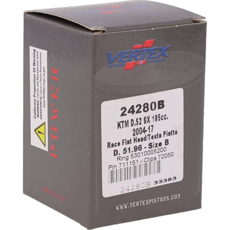 Vertex Pistons — Vertex Piston 04-11 KTM 105 SX 105cc Cast Race Piston Kit - view 5