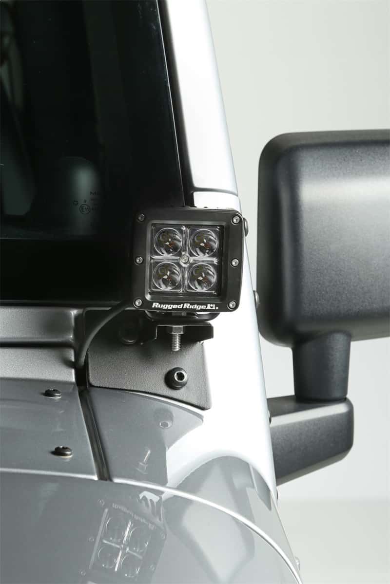 Rugged Ridge — Rugged Ridge 07-18 Jeep Wrangler JK Textured Black Windshield Aux. Light Mounting Brackets
OrdRacingLampMnt
OFFROAD_LIGHTING - view 5