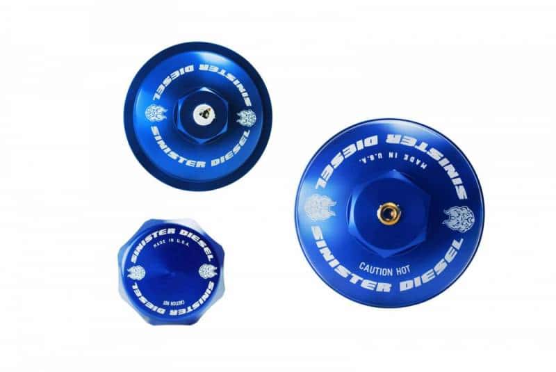 Sinister Diesel — Sinister Diesel 03-07 Ford 6.0L Billet Blue Cap Kit
Engine Dress Kit - view 9