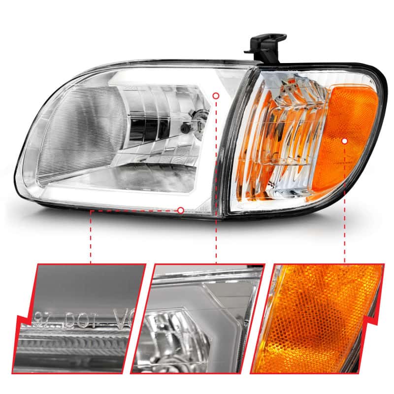 ANZO — ANZO 00-04 Toyota Tundra (Reg/Acc Cab Only) Crystal Headlights w/Lgt Bar Chrome w/Corner Lights 2pc
Head Light Set
HdLtSet - view 4