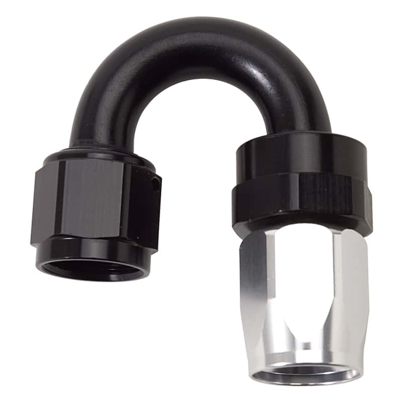 Russell — Russell Performance -8 AN Black/Silver 180 Degree Tight Radius Full Flow Swivel Hose End
Hose Fitting - view 2