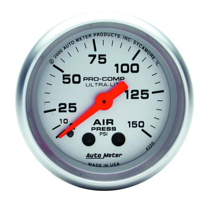 AutoMeter — Autometer Ultra-Lite 2-1/16in 0-150 PSI Mechanical Air Pressure Gauge
2" AIR PRESS, 0-150 - view 1
