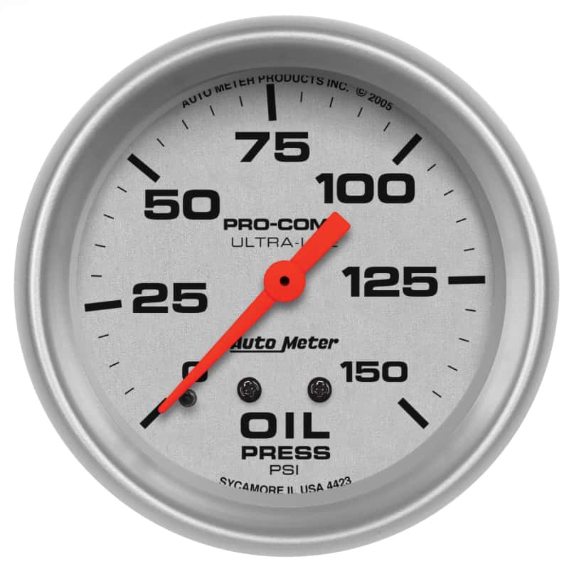 AutoMeter — Autometer Ultra-Lite 2 5/8in Mechanical 150 PSI Oil Pressure Gauge
2-5/8" OIL PRESS, 0- - view 2