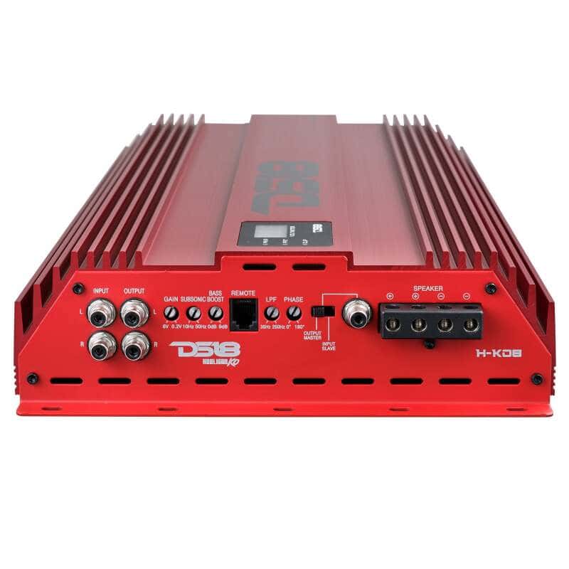 DS18 — DS18 1-Channel Amp 15000 Burst/0.5ohm 8000/1ohm 4800/2ohm 2500/4ohm Watts RMS w/ Voltmeter Red - view 4