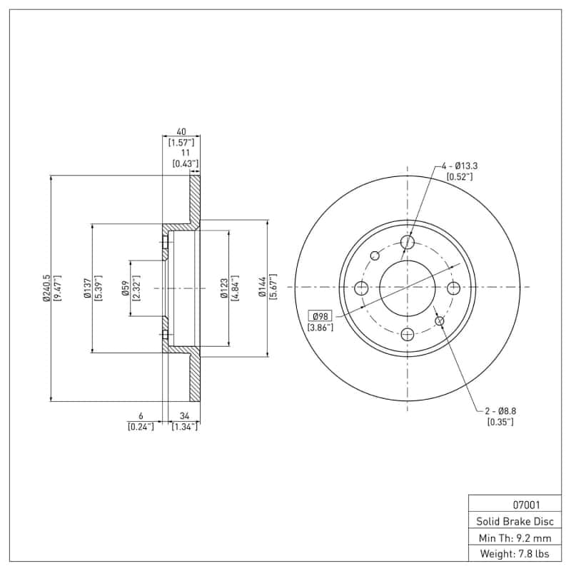 DFC — DFC 09-19 Fiat 500 (USA/Canada) Rear GeoSPEC Coated Rotor
DFC Brake Rotor - view 6