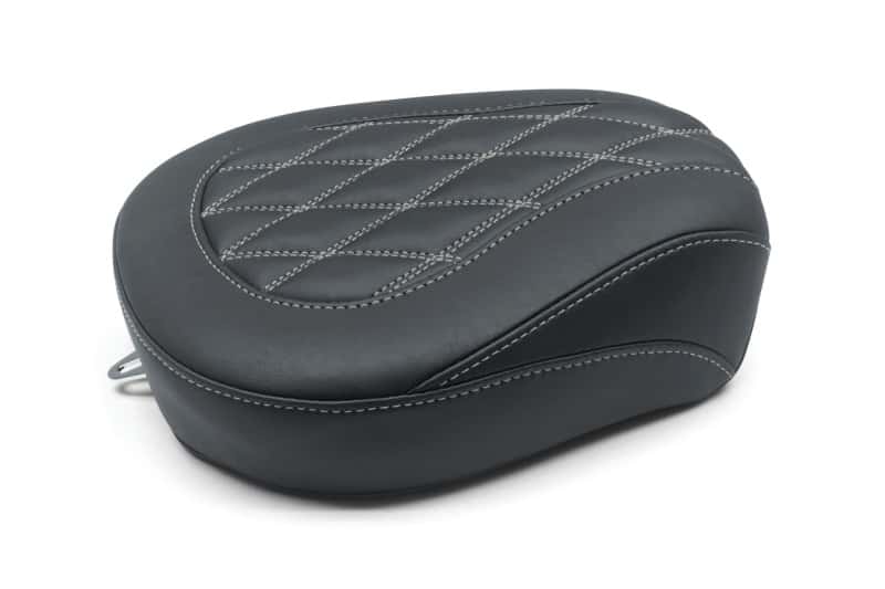 Mustang Motorcycle — Mustang 08-21 Harley Wide Tripper FL Touring Passenger Seat w/Grey Diamond Stitch - Black - view 2