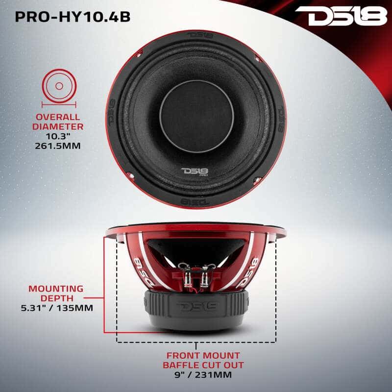 DS18 — DS18 10in 350 Watts RMS 4 ohm Mid-Range Loudspeaker w/ Water Resistant Cone - view 3