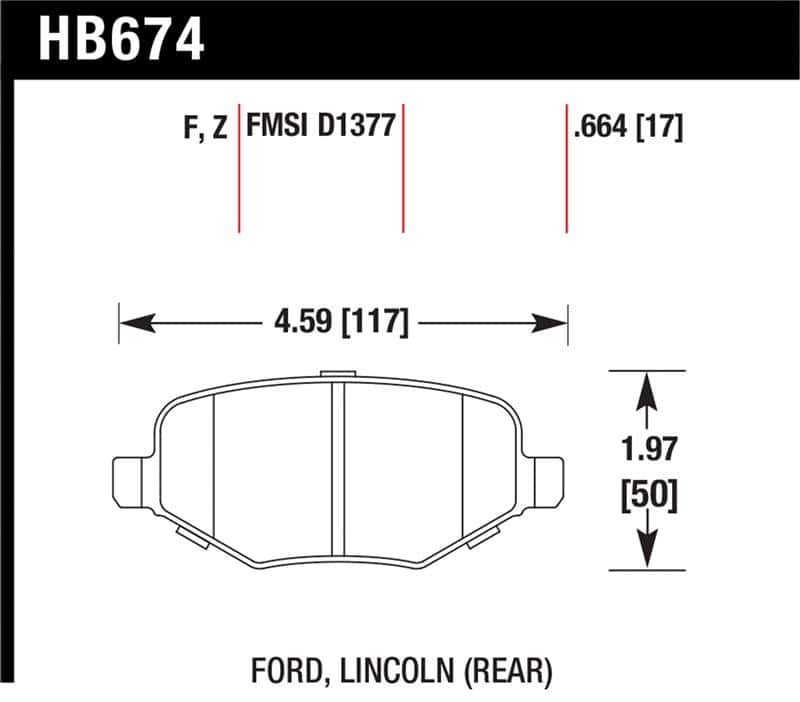 Hawk Performance — Hawk Ford Edge/Explorer/Flex/Taurus/ Lincoln MKS/MKT/MKX HPS Rear Brake Pads
Disc Brake Pad - view 1