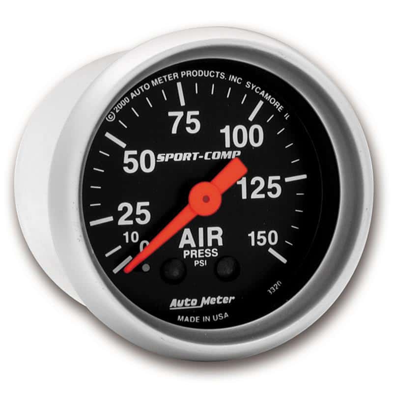 AutoMeter — Autometer Sport Comp 52mm Mechanical Air Pressure Gauge
2" AIR PRESS, 0-150 - view 1