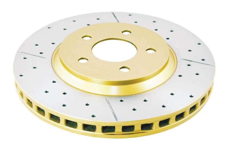 DBA — DBA 05-14 Ford Mustang GT Front Street Series Drilled & Slotted Rotor w/Gold Hat
Brake Rotor - view 1