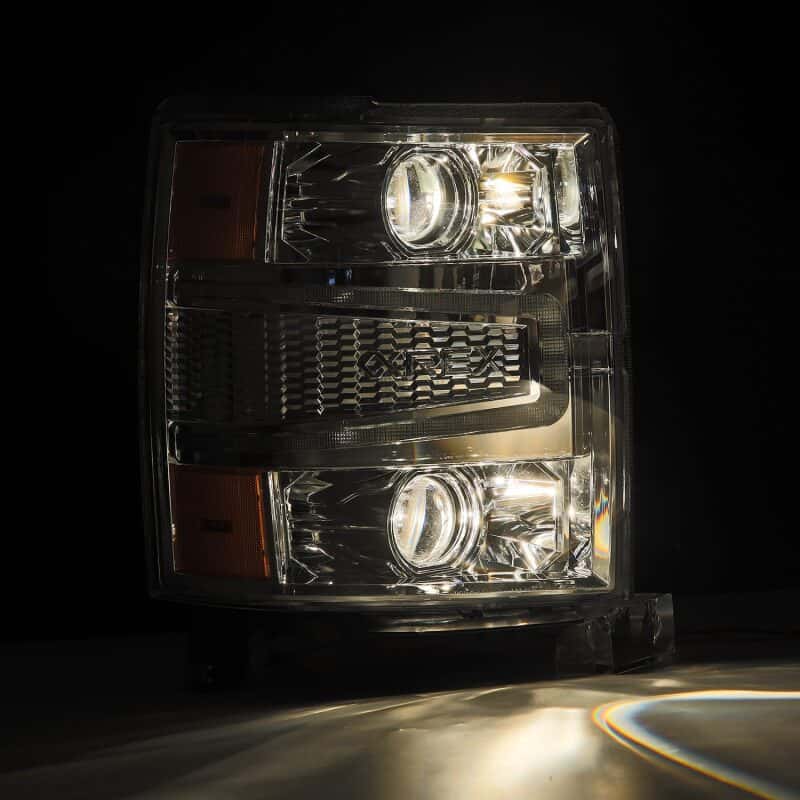 AlphaRex — AlphaRex 14-15 Chevy 1500 PRO-Series Projector Headlights Chrome w/Sequential Signal &  DRL
Projector Headlights - view 4