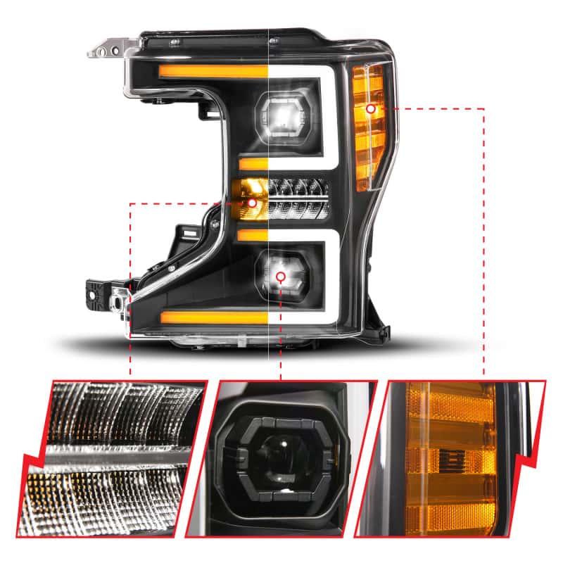 ANZO — ANZO 20-22 Ford Super Duty (Halogen) Z-Series Full LED Proj Headlights SeqSig - Pass. Side ONLY - view 8