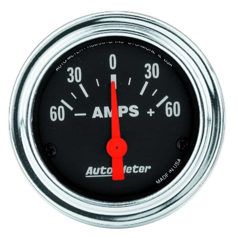 AutoMeter — Autometer Traditional Chrome Electrical Ammeter 2 1/6in 60A Gauge
2" AMMETER, 60-0-60 - view 1