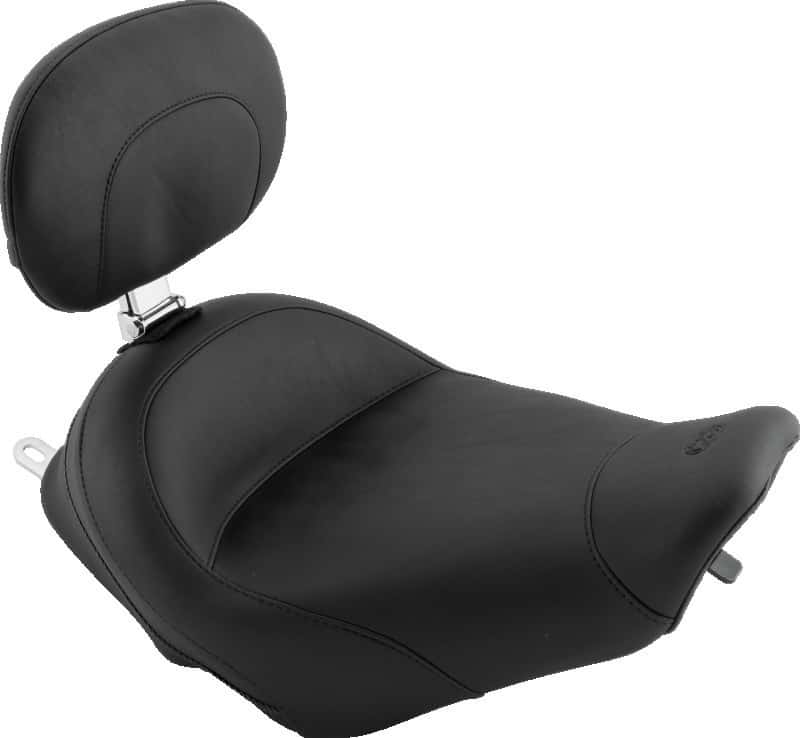 Mustang Motorcycle — Mustang 97-07 Harley Rd King, 06-07 Str Glide, 00-05 Eagle Std Solo Seat W/Driver Backrest - Black - view 2