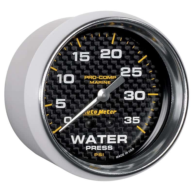 AutoMeter — Autometer Marine Carbon Fiber Mechanical 2-5/8in 0-35PSI Water Pressure Gage
GA 2.6" WP 35 M MCF - view 4