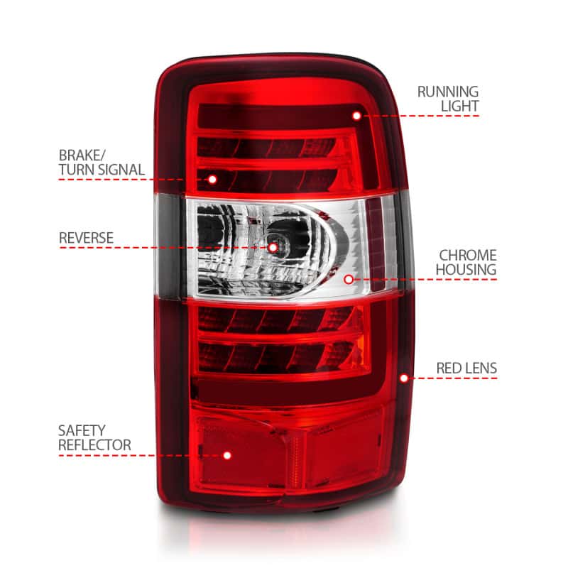 ANZO — ANZO 2000-2006 Chevrolet Tahoe LED Tail Lights w/ Red Lens Chrome Housing - view 11