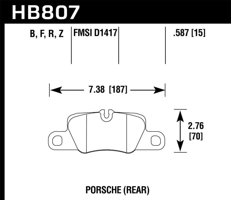 Hawk Performance — Hawk 2014 Porsche 911 Performance Ceramic Street Rear Brake Pads
Disc Brake Pad - view 2