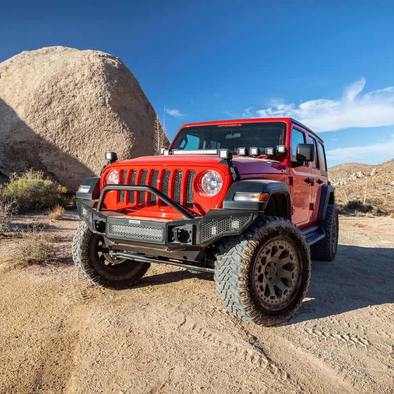 Go Rhino — Go Rhino 07-20 Jeep Wrangler JL/JLU/JK/JKU/Gladiator JT Rockline Full Width Bumper w/ Overrider
Rockline Bumper (F) - view 8