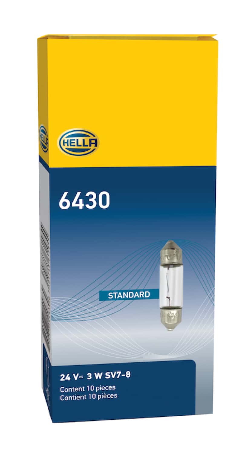 Hella — Hella Bulb 6430 24V 3W SV7-8 T2.5 8x29mm
6430 Incan Bulb - view 5