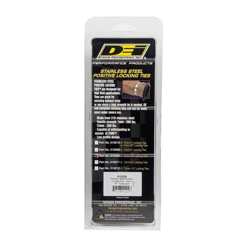 DEI — DEI Stainless Steel Positive Locking Tie 1/4in (7mm) x 14in - 4 per pack
Heat Shield Tie - view 7