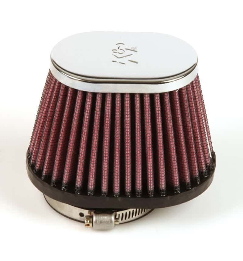 K&N Engineering — K&N Uni Chrome Oval Tapered Filter 2.125in FlgID x 4inB OL x 3inB OW x 3inT OL x 2inT OW x 2.75in H
Universal Clamp-On A
Clamp-on Air Filter - view 5
